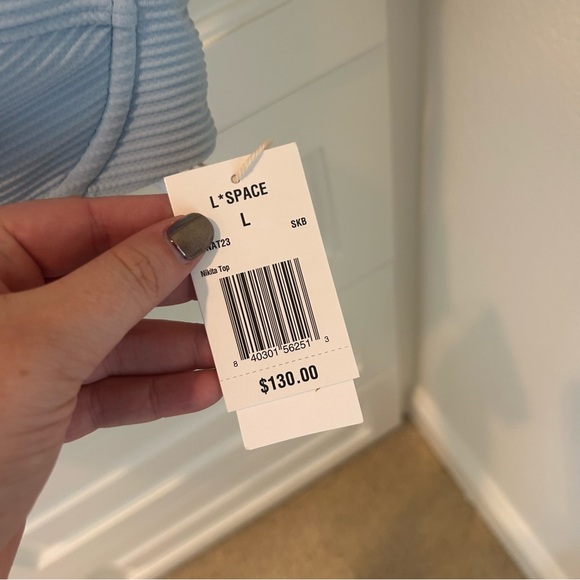 L*Space Sky Blue Ribbed Crop Top - Picture 3 of 3